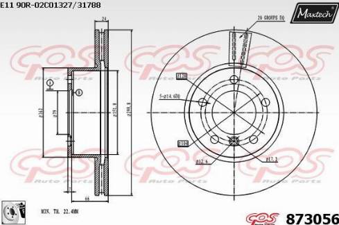 Maxtech 873056.0080 - Тормозной диск autospares.lv