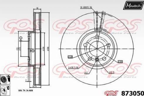 Maxtech 873050.6060 - Тормозной диск autospares.lv