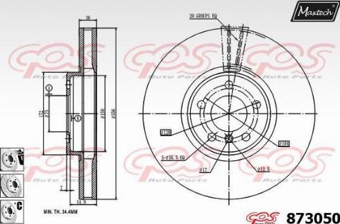 Maxtech 873050.6880 - Тормозной диск autospares.lv