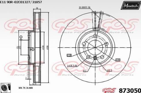 Maxtech 873050.0060 - Тормозной диск autospares.lv