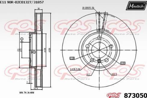 Maxtech 873050.0000 - Тормозной диск autospares.lv