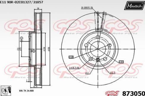 Maxtech 873050.0080 - Тормозной диск autospares.lv