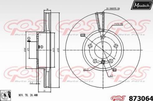 Maxtech 873064.0080 - Тормозной диск autospares.lv