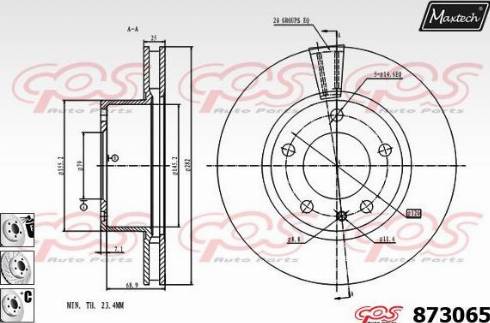 Maxtech 873065.6980 - Тормозной диск autospares.lv