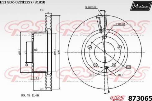 Maxtech 873065.0000 - Тормозной диск autospares.lv