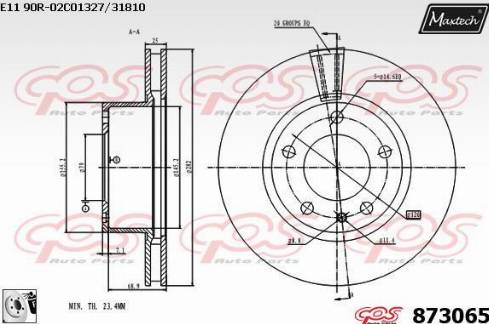 Maxtech 873065.0080 - Тормозной диск autospares.lv