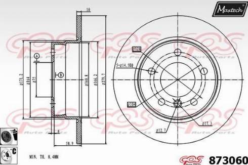 Maxtech 873060.6060 - Тормозной диск autospares.lv