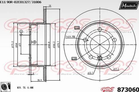 Maxtech 873060.0060 - Тормозной диск autospares.lv