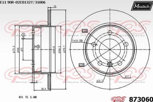 Maxtech 873060.0000 - Тормозной диск autospares.lv