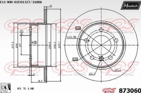 Maxtech 873060.0080 - Тормозной диск autospares.lv