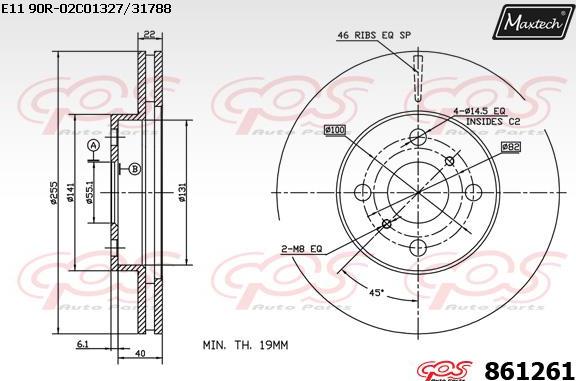 Maxtech 873061 - Тормозной диск autospares.lv