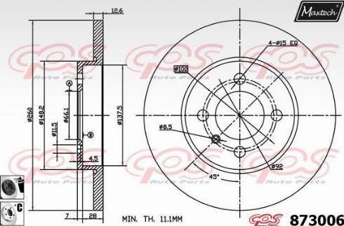 Maxtech 873006.6060 - Тормозной диск autospares.lv