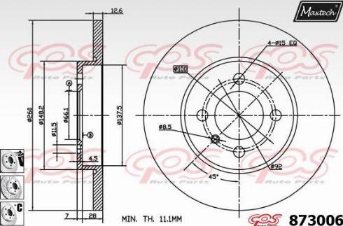 Maxtech 873006.6880 - Тормозной диск autospares.lv