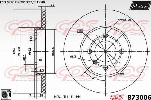 Maxtech 873006.0060 - Тормозной диск autospares.lv