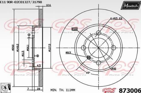 Maxtech 873006.0080 - Тормозной диск autospares.lv