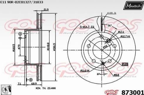 Maxtech 873001.0080 - Тормозной диск autospares.lv