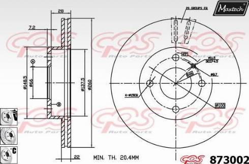 Maxtech 873002.6880 - Тормозной диск autospares.lv