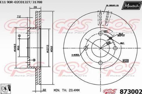 Maxtech 873002.0080 - Тормозной диск autospares.lv