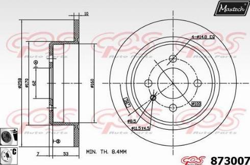 Maxtech 873007.6060 - Тормозной диск autospares.lv