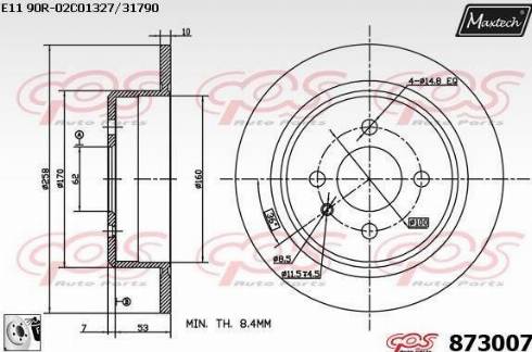 Maxtech 873007.0080 - Тормозной диск autospares.lv