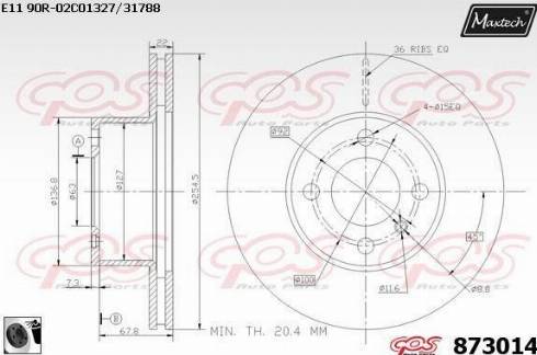 Maxtech 873014.0060 - Тормозной диск autospares.lv