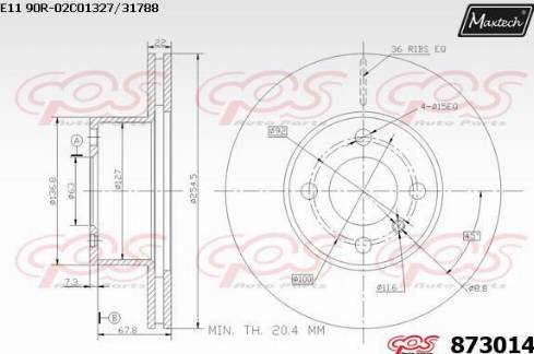 Maxtech 873014.0000 - Тормозной диск autospares.lv