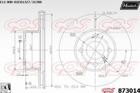 Maxtech 873014.0080 - Тормозной диск autospares.lv