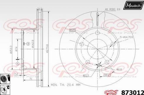 Maxtech 873012.6060 - Тормозной диск autospares.lv