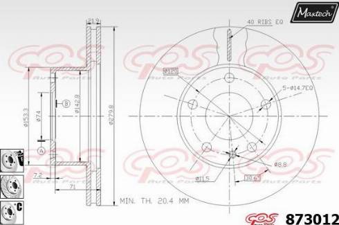 Maxtech 873012.6880 - Тормозной диск autospares.lv