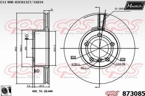 Maxtech 873085.0060 - Тормозной диск autospares.lv