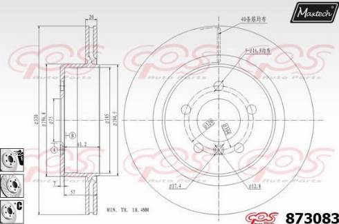 Maxtech 873083.6880 - Тормозной диск autospares.lv