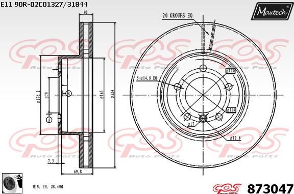 Maxtech 873083 - Тормозной диск autospares.lv