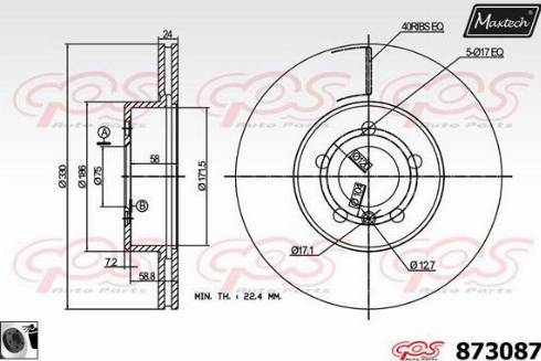 Maxtech 873087.0060 - Тормозной диск autospares.lv