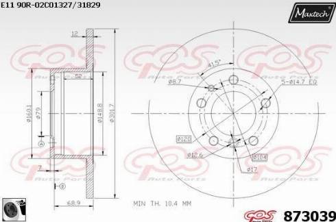 Maxtech 873039.0060 - Тормозной диск autospares.lv