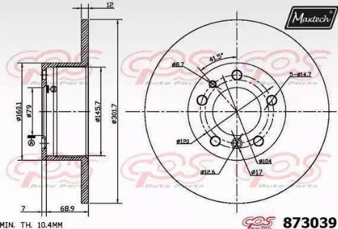 Maxtech 873039.0000 - Тормозной диск autospares.lv