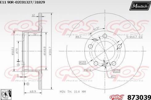 Maxtech 873039.0080 - Тормозной диск autospares.lv