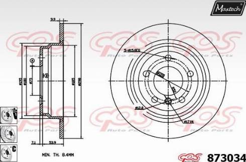 Maxtech 873034.6880 - Тормозной диск autospares.lv