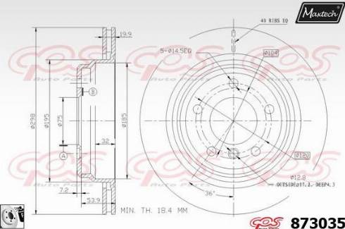 Maxtech 873035.0080 - Тормозной диск autospares.lv