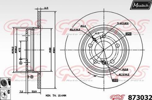 Maxtech 873032.6060 - Тормозной диск autospares.lv