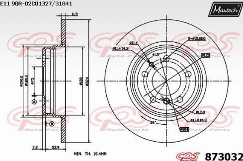 Maxtech 873032.0000 - Тормозной диск autospares.lv