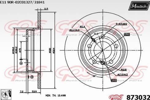 Maxtech 873032.0080 - Тормозной диск autospares.lv