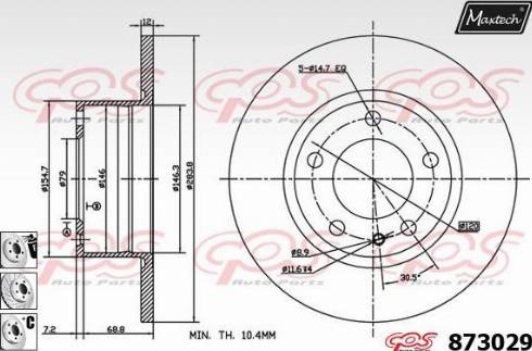 Maxtech 873029.6980 - Тормозной диск autospares.lv