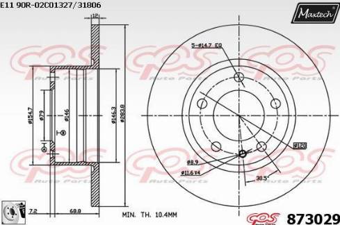 Maxtech 873029.0080 - Тормозной диск autospares.lv