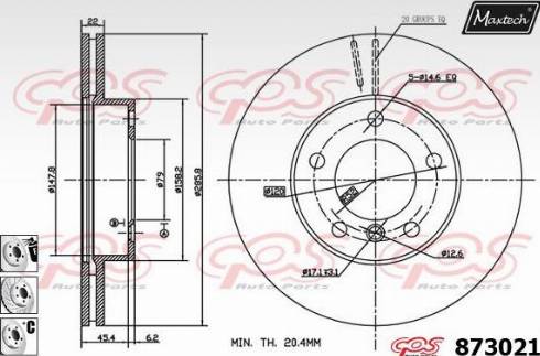 Maxtech 873021.6980 - Тормозной диск autospares.lv