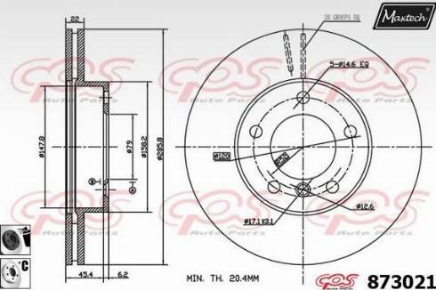 Maxtech 873021.6060 - Тормозной диск autospares.lv