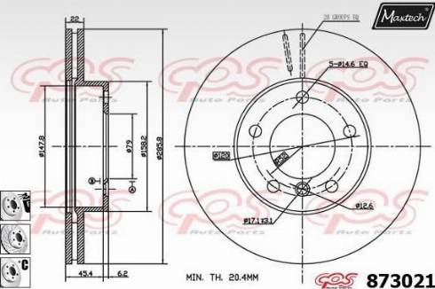 Maxtech 873021.6880 - Тормозной диск autospares.lv