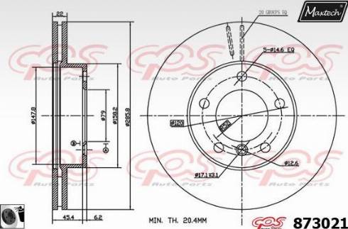 Maxtech 873021.0060 - Тормозной диск autospares.lv