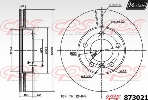 Maxtech 873021.0000 - Тормозной диск autospares.lv