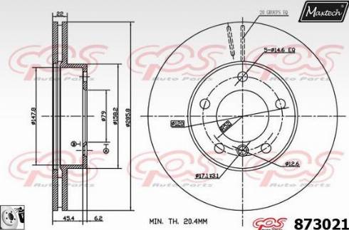 Maxtech 873021.0080 - Тормозной диск autospares.lv