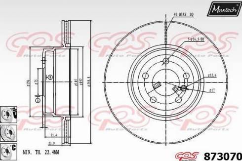 Maxtech 873070.6880 - Тормозной диск autospares.lv